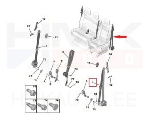Safety belt front left OEM Citroen Jumpy/Peugeot Expert 2016-