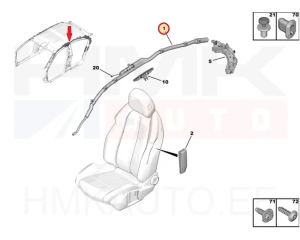 Airbag rideau latéral gauche OEM Peugeot 508 2018-