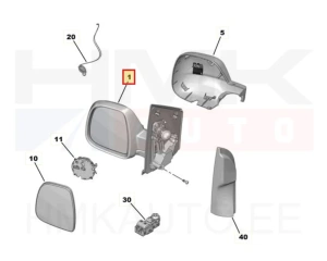 Rear view mirror left electric OEM Citroen Jumpy/Peugeot Expert 2016- (heatable)