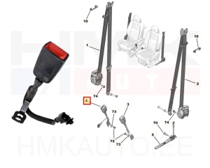 Boucle ceinture de sécurité arrière gauche/droit OEM Citroen Berlingo /Peugeot Rifter 2018-