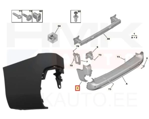 Tagastange nurk vasak OEM Citroen Berlingo/Peugeot Partner 2018-  (pikk , 2 ust)