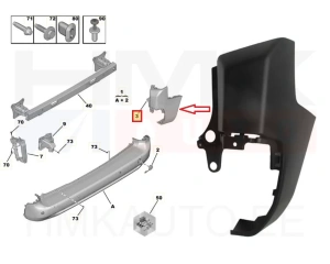 Tagastange nurk parem OEM Citroen Berlingo/Peugeot Partner 2018-  (lühike , tagaluuk)