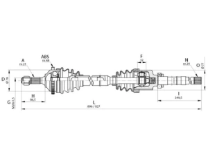 Arbre de transmission complet droit Peugeot 206 1,9D