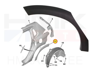 Rattakoopa liist tagumine parem OEM Peugeot 2008