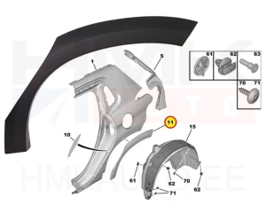 Rattakoopa liist tagumine vasak OEM Peugeot 2008
