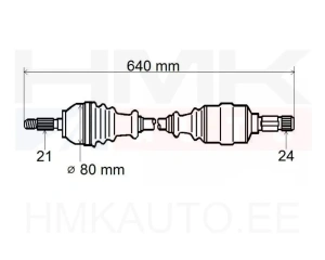 Приводной вал в сборе левая Citroen C3, C4 Cactus, DS3/Peugeot 208  BE4R-МКПП