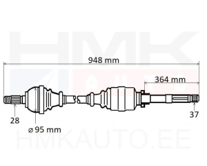 Veovõll komplektne parem Citroen C4 Picasso/Peugeot 508 2018-  (AM6/AMN8 automaatkastile)