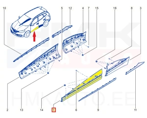 Garniture de porte avant gauche OEM Renault Kadjar 2015-