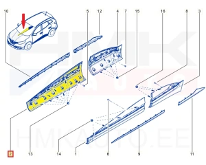 Молдинг передней двери правый OEM Renault Kadjar 2015-
