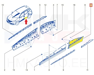 Tagaukse liist vasak OEM Renault Kadjar 2015-