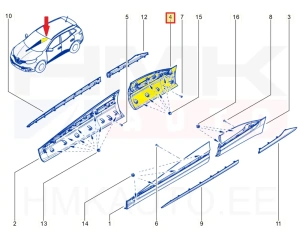 Tagaukse liist parem OEM Renault Kadjar 2015-