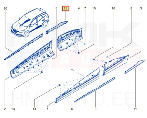 Tagaukse kroomliist parem OEM Renault Kadjar 2015-