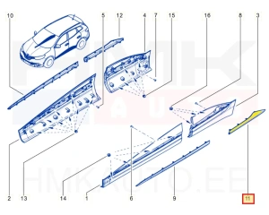 Tagaukse kroomliist vasak OEM Renault Kadjar 2015-