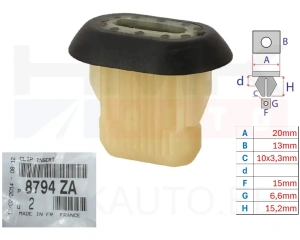 Trim clip (screw grommet) OEM Citroen/Peugeot/Renault/Dacia/Fiat (1pcs.)