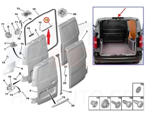 Rear door entry seal upper OEM Citroen Jumpy/Peugeot Expert 2016-