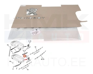 Logo ja kiri "Peugeot" tagauksele OEM Peugeot Expert 2016-