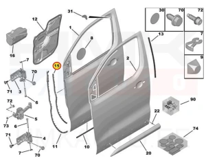 Door edge wetherstrip, front door OEM Citroen Jumpy/Peugeot Expert 2016-