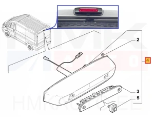 Reversing camera with brake light OEM Jumper/Boxer/Movano/Proace Max MCA 2024- , Ducato MCA 2021- (H2 L1-L3)