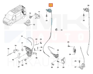 Serrure de porte arrière supérieur droite(avec gâche) OEM Renault Master 2010-  H2,H3