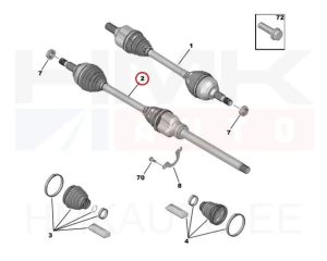 Veovõll komplektne parem Citroen Jumpy/Peugeot Expert 2016- (AM6/AMN8)