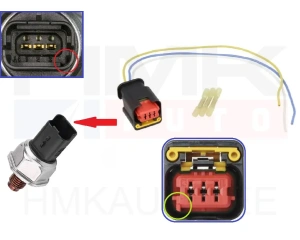 Connecteur capteur de pression carburant Citroen/Peugeot/Fiat/Renault  3-klemmi