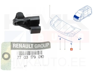 Kapoti tugivarda kinnitusklamber OEM Renault Master IV, Captur, Clio