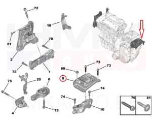 Moottorin tuki, vasen OEM Citroen C5 Aircross/Peugeot 308,3008,408,508,5008
