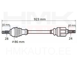 Veovõll komplektne parem Berlingo / Partner,Rifter,308 18- (BE4 k.kast)