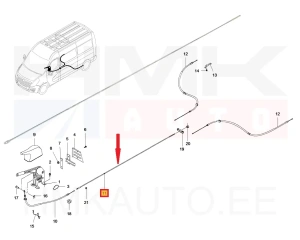 Parking brake adjusting rod OEM Renault Master III 2010- LWB