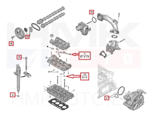 Tiivistesarja nokka-akselin rungon asennukseen OEM Citroen/Peugeot 1,5HDI DV5R