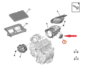 Lämmityslaitteen askelmoottori OEM Citroen C2,C3 / Peugeot 1007