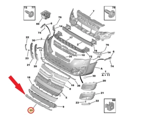 Etupuskurin spoileri OEM Citroen Berlingo/Peugeot Partner 2012-