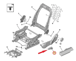 Korkeudensäätökahva, kuljettajan istuin OEM Citroen C3 Aircross