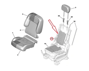 Seat backrest heating element OEM Berlingo/Partner 2008-