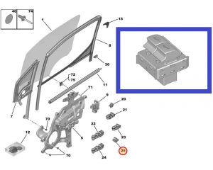 Kytkin, lasinnostin, etu vasen OEM Berlingo(K9) ,C3 III,C4 Cactus,Jumpy(K0) / 208 II,Expert(K0),Partner(K9)