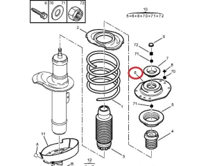 Coupelle d'amortisseur, essieu avant Partner/Berlingo/Xsara/ZX (sans direction assistée)