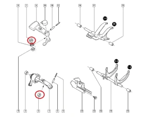 Vaihteenvalitsin laakeri, ylempi tiivisteellä OEM Renault PK5/PK6/PF6