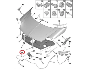 Трос капота с ручкой OEM Citroen C5/C6/C8, Peugeot 407C/807