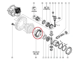 Vaihteiston laakeri (tasauspyörästö vasen) 95x126x180,5/12,8 Renault PK5/PK6