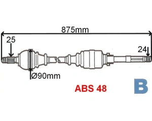 Veovõll komplektne parem Berlingo/Partner 1,6HDI/2,0HDI 03-08 ABS 48