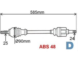 Приводной вал в сборе левая Berlingo/Partner 1,6HDI/2,0HDI 03-08