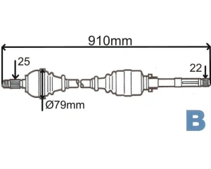 Приводной вал в сборе левая Citroen C4/Peugeot 307 1,4-1,6