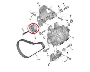 Auxiliary belt idler pulley OEM Citroen/Peugeot 1,4HDI/1,6HDI