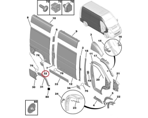 Rear right side panel door trim moulding Jumper/Boxer/Ducato 2006- L2