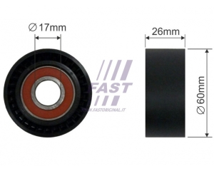Belt tensioner pulley, v-ribbed belt Peugeot/Citroen 1,6HDi