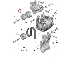 Auxiliary belt tensioner Citroen/Peugeot 1,6HDI