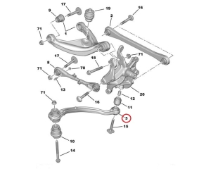 Rear suspension trailing arm left OEM Citroen/Peugeot