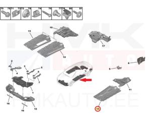 Underfloor deflector, front left OEM Citroen C5 / Peugeot 407,508 2010- 