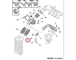 Turbocharger air hose OEM Citroen/Peugeot 1,6HDi
