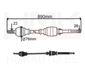 Driveshaft complete right Renault Clio III